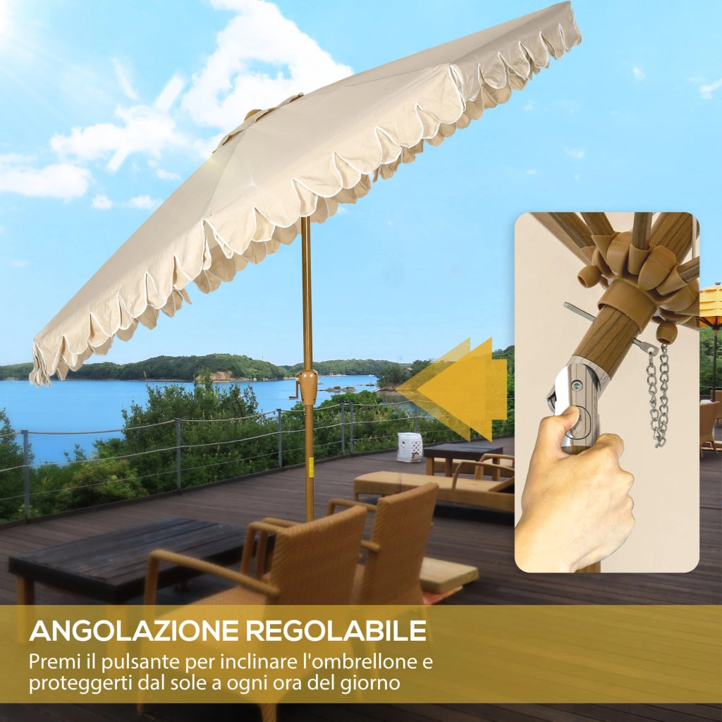 Ombrellone da Giardino Ø265x235,5 cm  in Acciaio e Poliestere Cachi