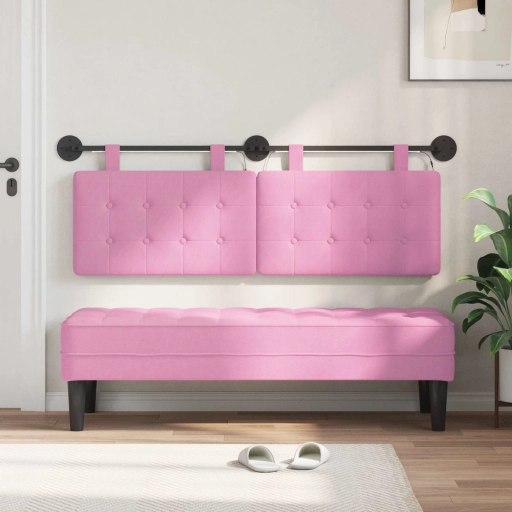 Testiera sospesa Con luce LED Rosa Tessuto 3424439
