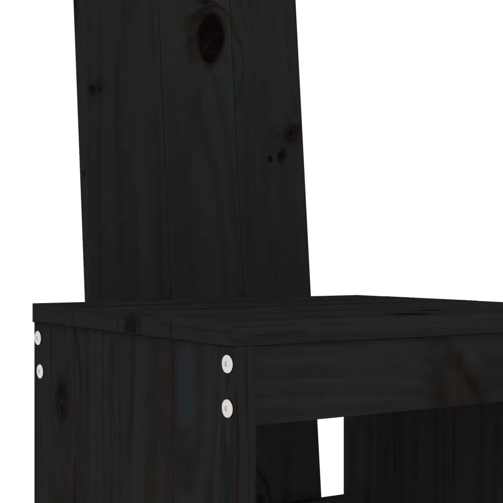 Set Bar da Giardino 3 pz | Set Salotto da Giardino Nero in Legno Massello di Pino
