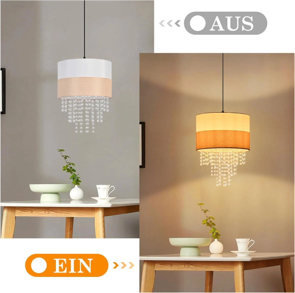 Lampada a Sospensione ZMH E27 Bianco Vintage Cristallo Senza Lampadina