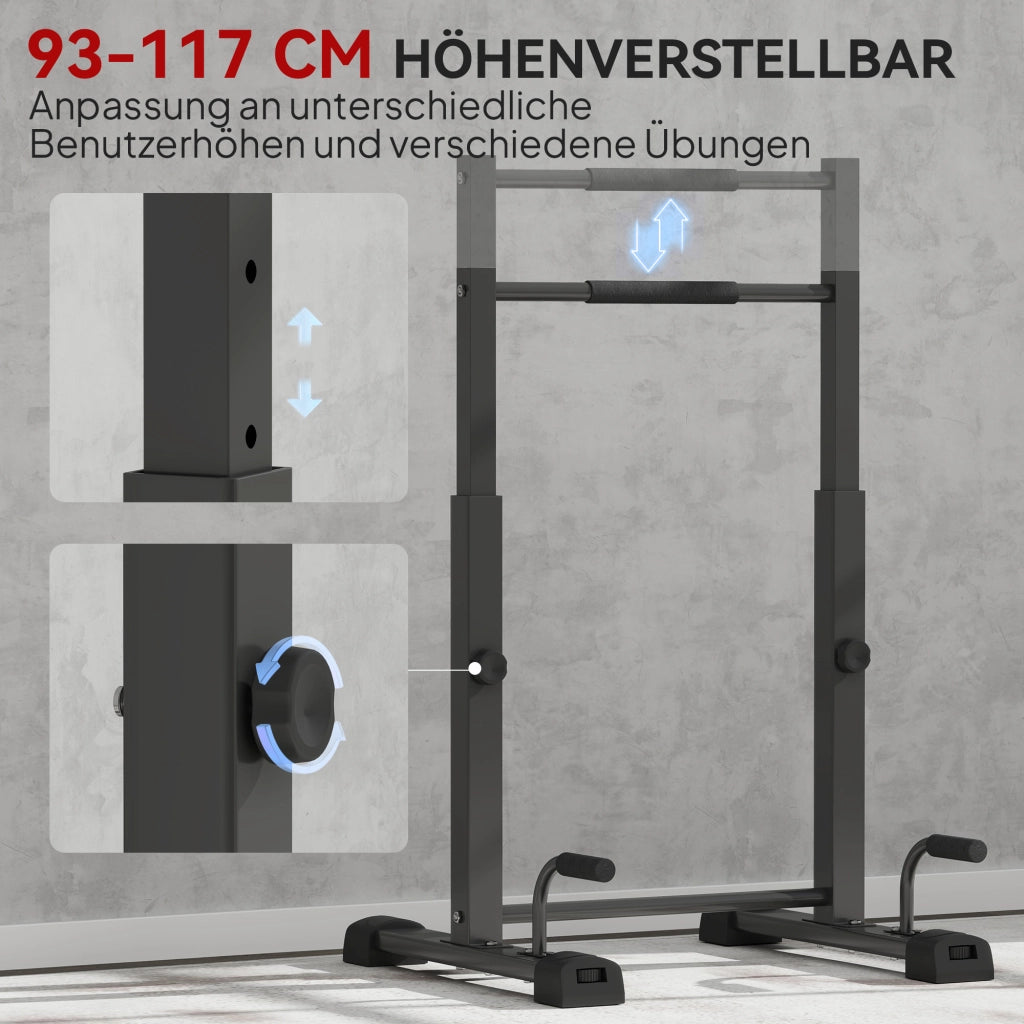 Dip Station Parallele ¨C Xylo ¨C Regolabile 93-117 cm, Carico 540 kg, Nero