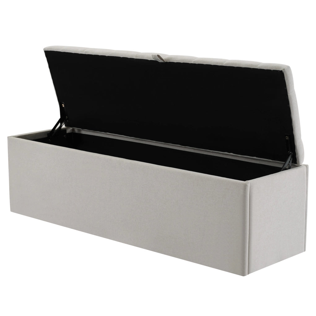 Ottomana con contenitore in lino 141x41;5x47 cm; grigio chiaro