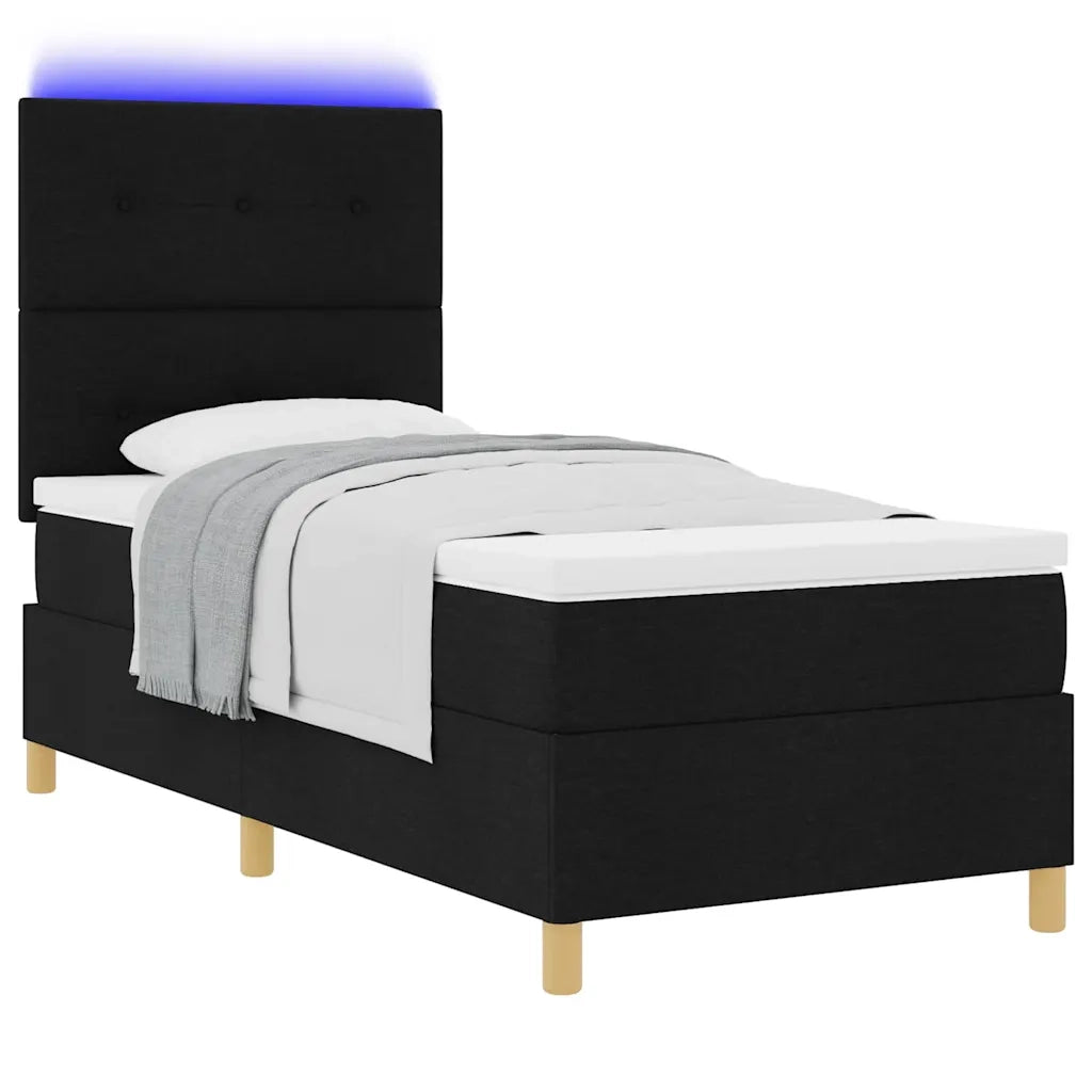 Letto a Sorgente LED con materasso Nero 100 x 200 cm Tessuto 3343077