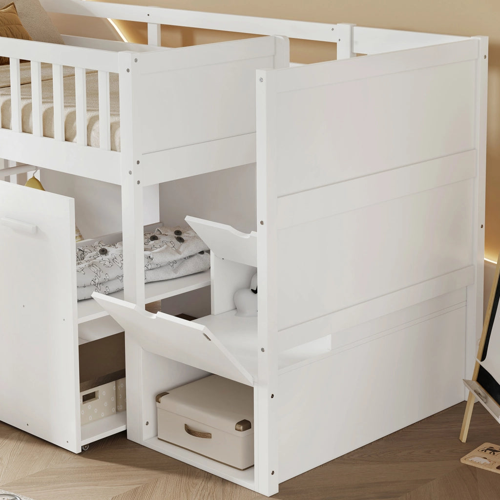 LETTO A CASTELLO multifunzione con scrivania e armadi 90x200 cm bianco