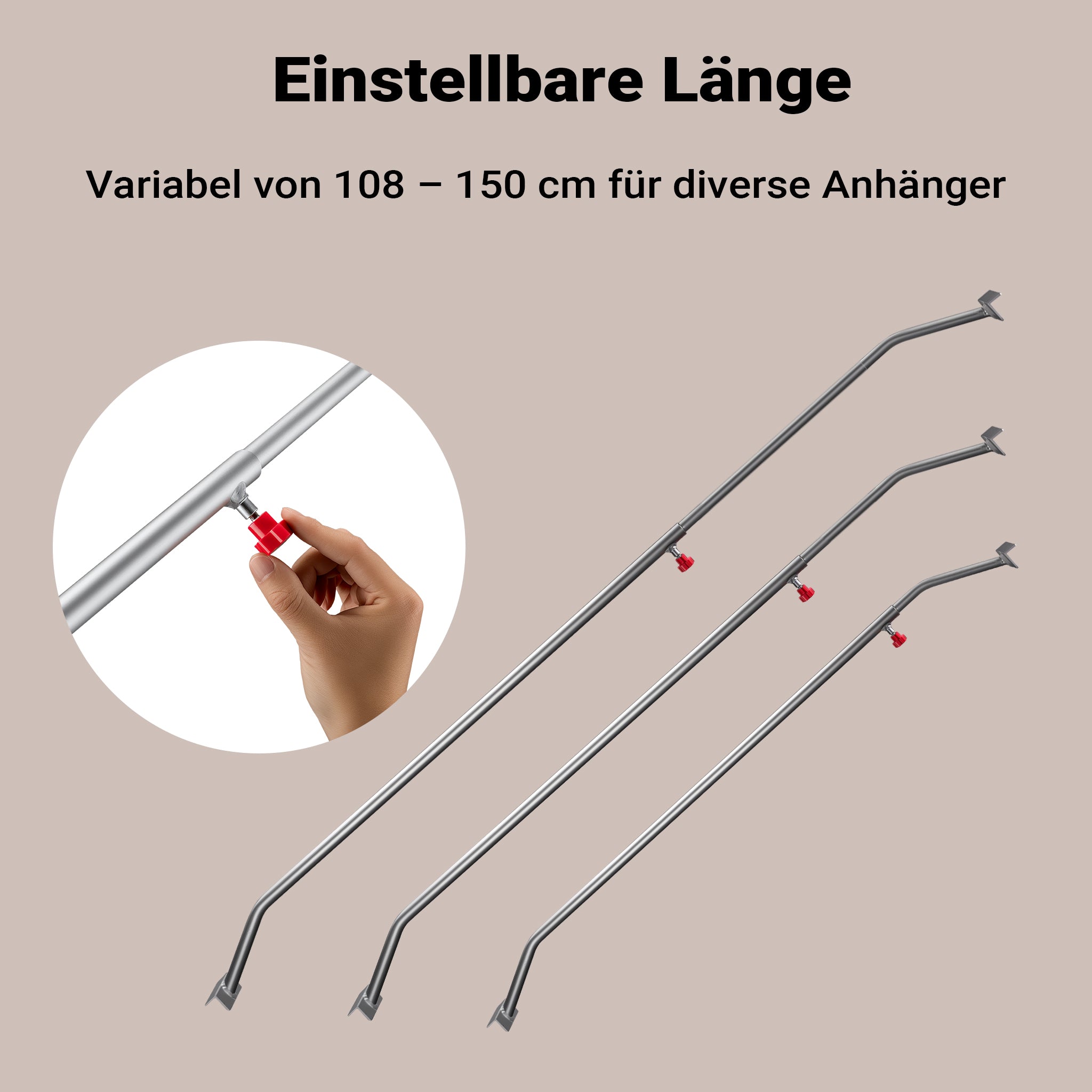 3x Tarpaulin Bracket 108-150 cm for Trailer, Adjustable Aluminium Support für Trailer Covers, Ideal for Flat Tarpaulins