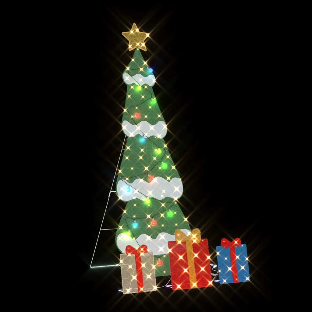 Albero di Natale | Decorazioni natalizie Illuminato con 3 Scatole Regalo 2D Bianco Caldo