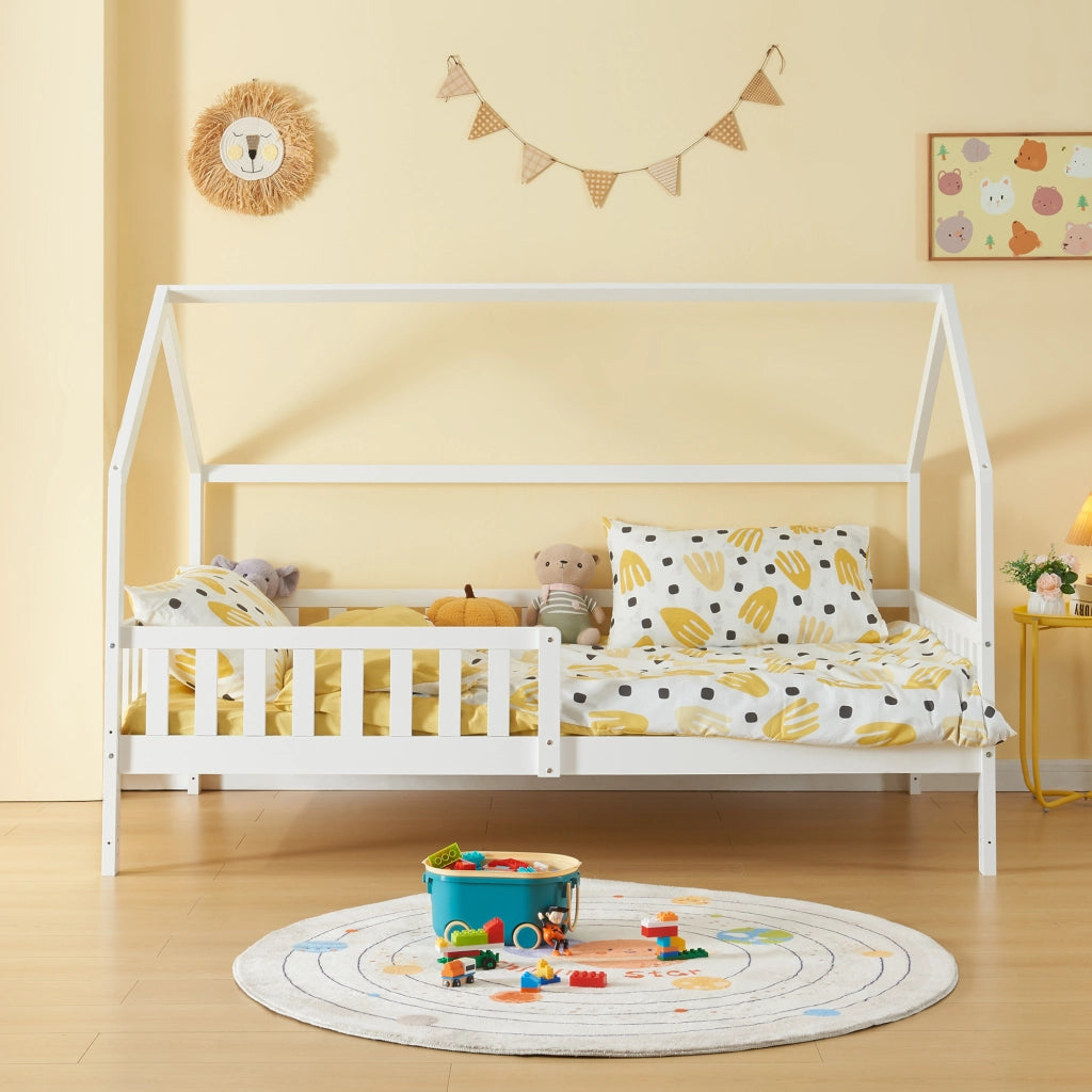 Letto Casetta per Cameretta Ydre con Materasso 120x200 cm Bianco [en.casa]