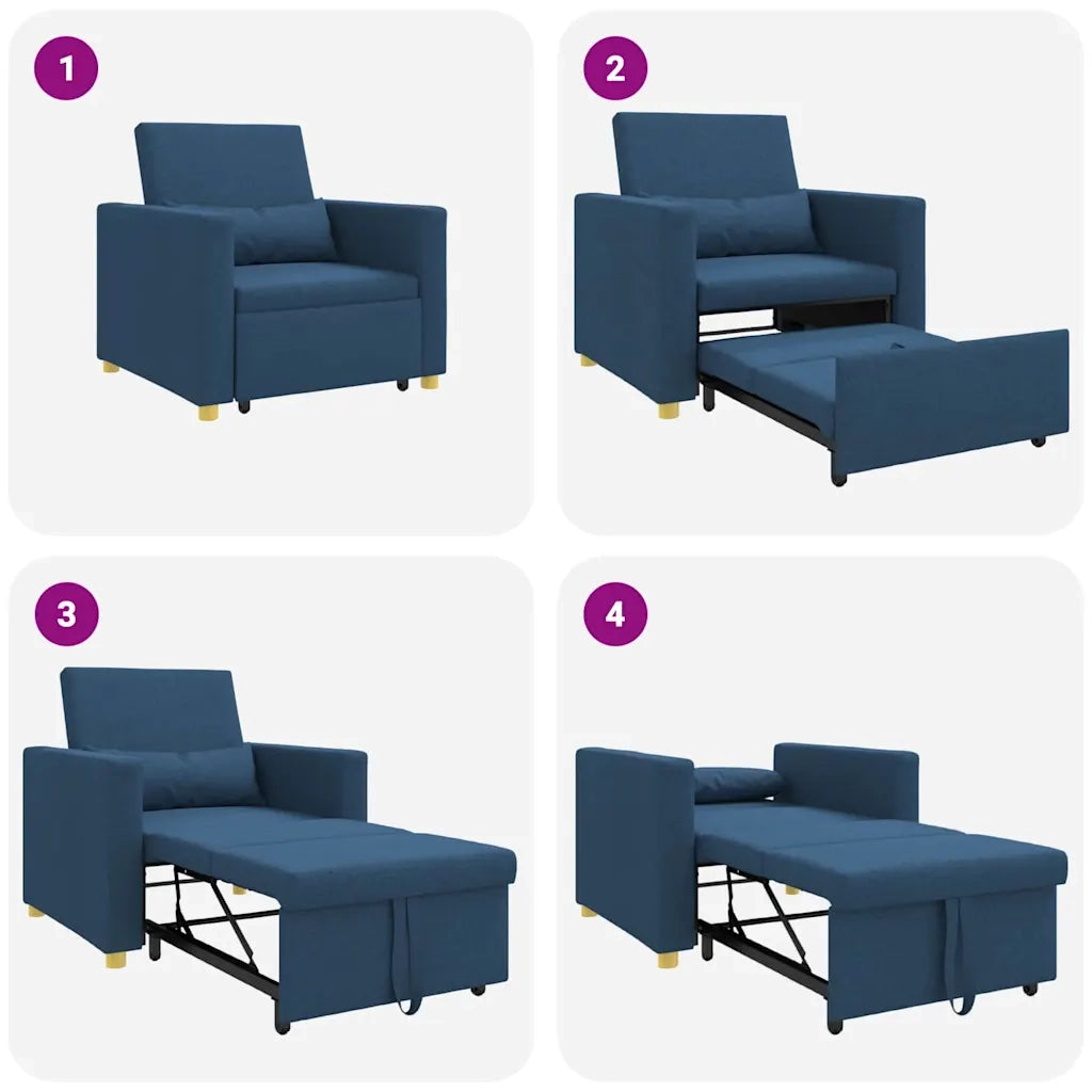 Divano letto estraibile singolo-Sofa Letto-Daybed Blu 90 x 165 x 87 cm Tessuto