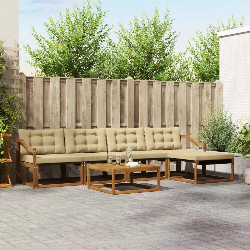 Set di divani da esterno con cuscino 6 pcs Naturale e Beige 3369396