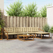 Set di divani da esterno con cuscino 6 pcs Naturale e Beige 3369396