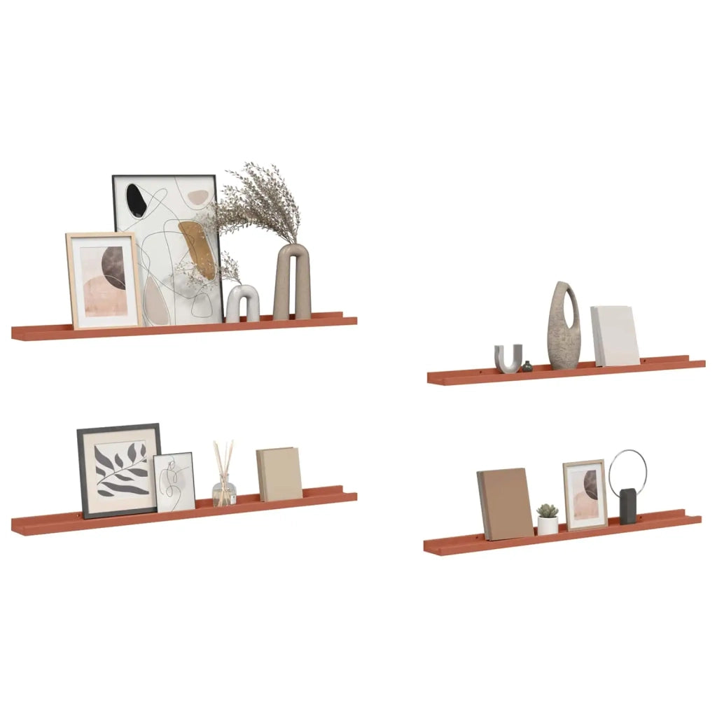 Scaffale da parete 4 pcs Rosso 100 x 9 x 3 cm Legno multistrato 42020009
