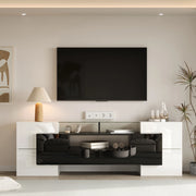 Mobile TV moderno 200 cm bianco e nero lucido con LED