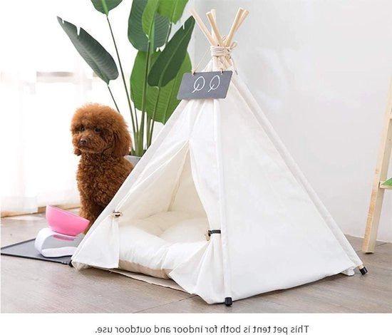 Tenda per cani a forma di teepee con disegno a strisce zebra - Rimovibile e lavabile - Tenda per gatti - Letto gioco per cani/gatti con cuscino - 40x40x50cm