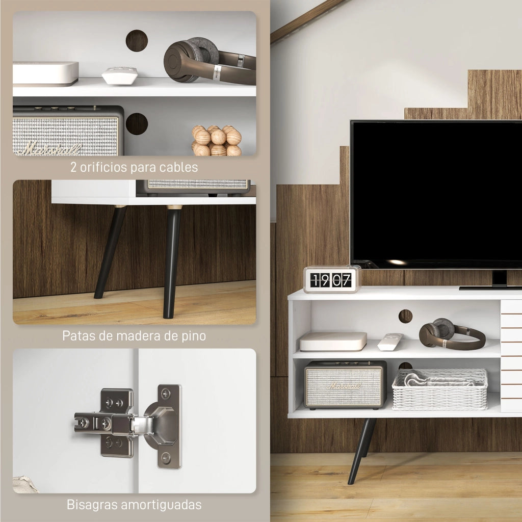 Mobile TV per Televisori 65 Pollici ¨C zephmum ¨C Bianco 145x38x65 cm