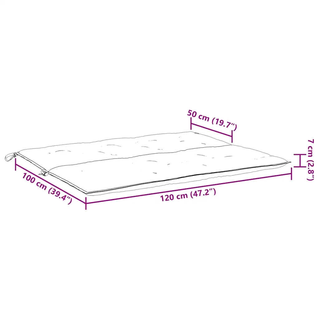 Cuscino per Panca Antracite 120x(50+50)x7cm in Tessuto Oxford 315004
