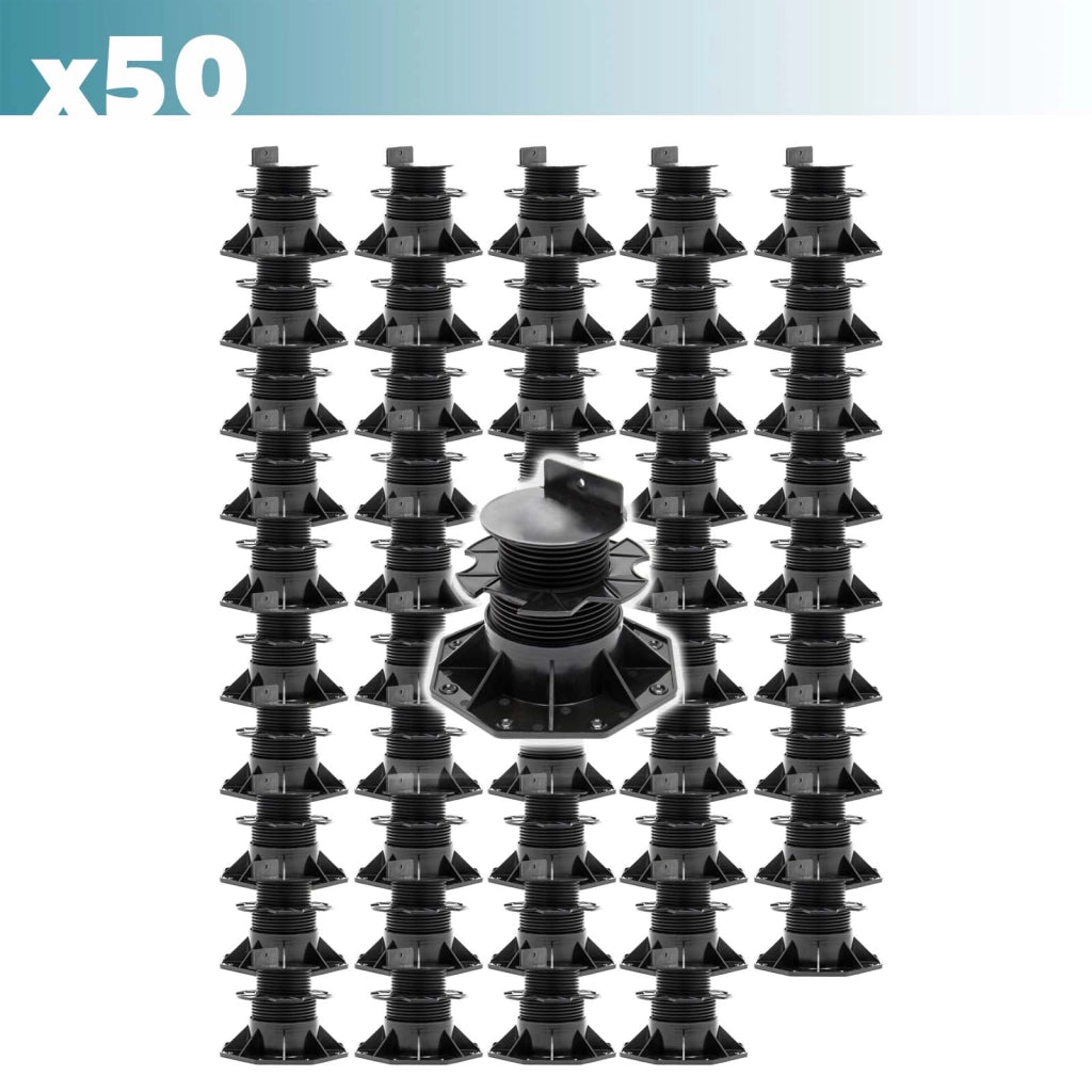 Set 50 supporti per pavimenti galleggianti, altezza regolabile 60-128mm Max 2700 kg, Pavimenti Decking