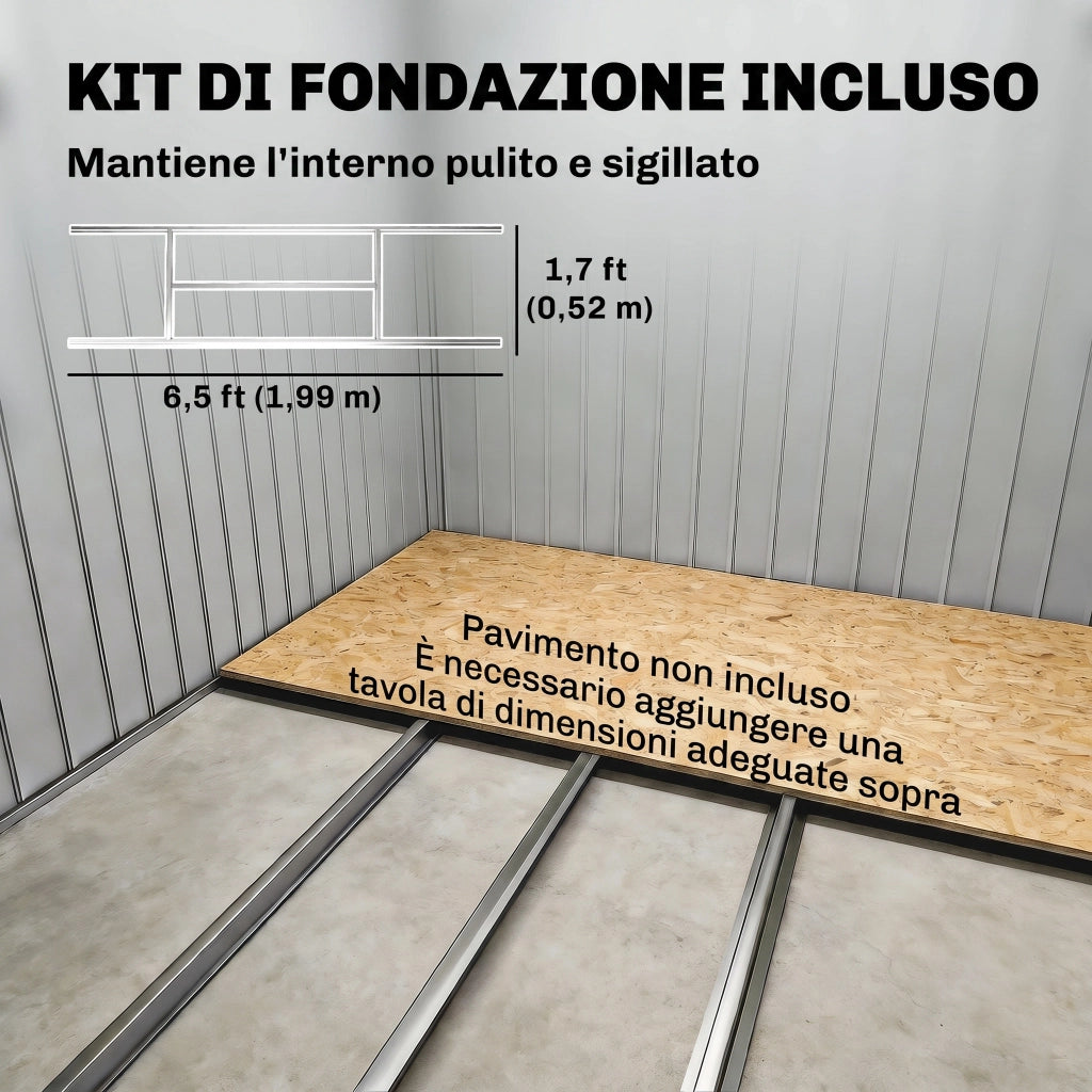 Casetta Porta Utensili Giardino con Porte Scorrevoli ¨C zephmum ¨C 213x130x185 cm, Grigio