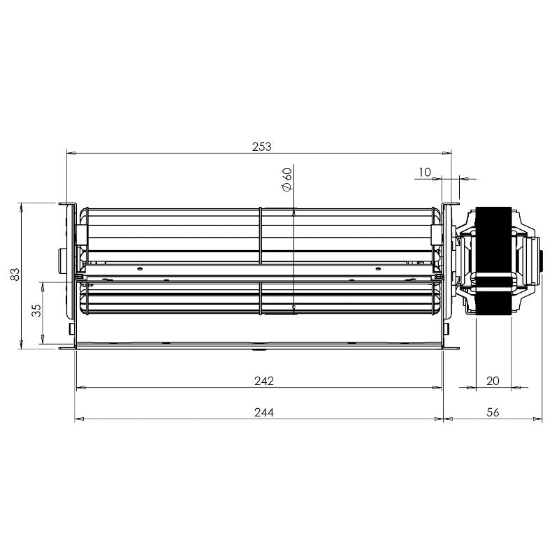 Ventilatore tangenziale TRIAL THS24B6-026 38W 242x35 mm