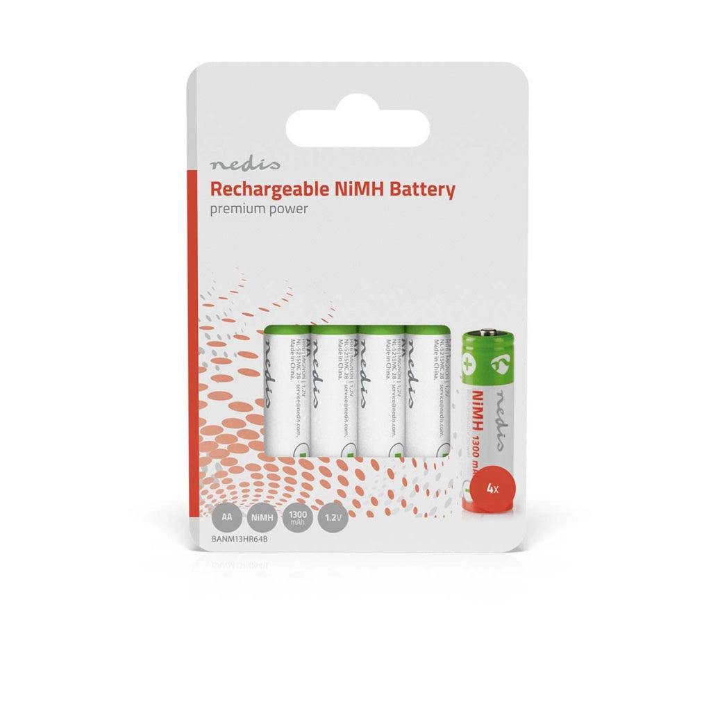 Confezione di 4 batterie NiMH AA 1,2V DC 1300mAh pre-caricate  Nedis