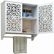 Trade Shop - Mobiletto Da Bagno A Parete Con Portasciugamani Armadietto In Mdf A 2 Livelli -