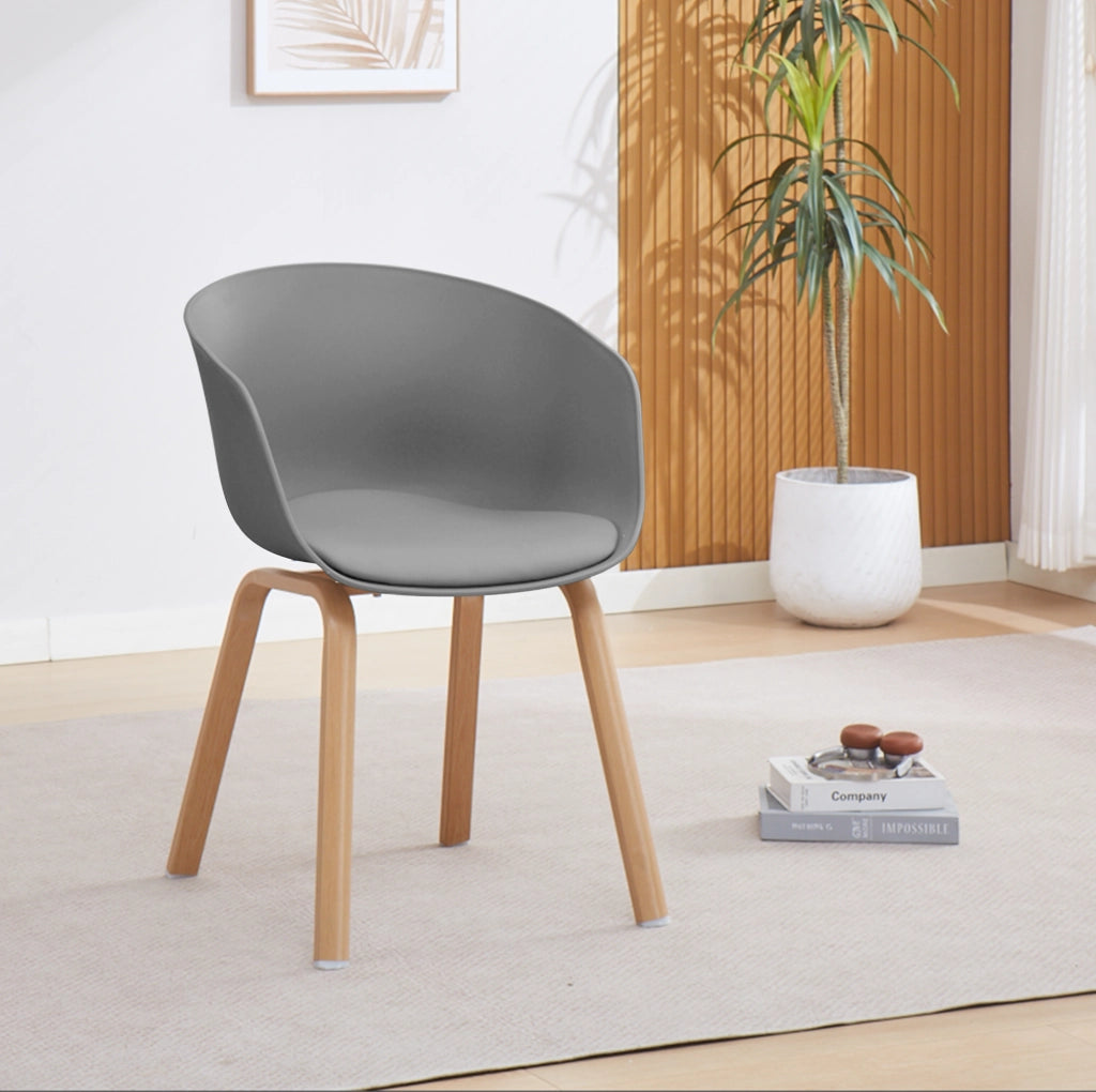 Set Di 4 Sedie Da Cucina Pontrone Sala Da Pranzo Stile Scandinavo Sedia Di Design Moderno Gambe In Metallo Effetto Legno Schienale In Polipropilene Con Cuscino Imbottito Design Moderno Grigio