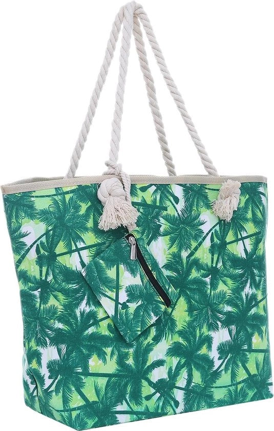 Borsa da spiaggia grande per palme - Borsa a tracolla con chiusura a righelli - Borsa da spesa