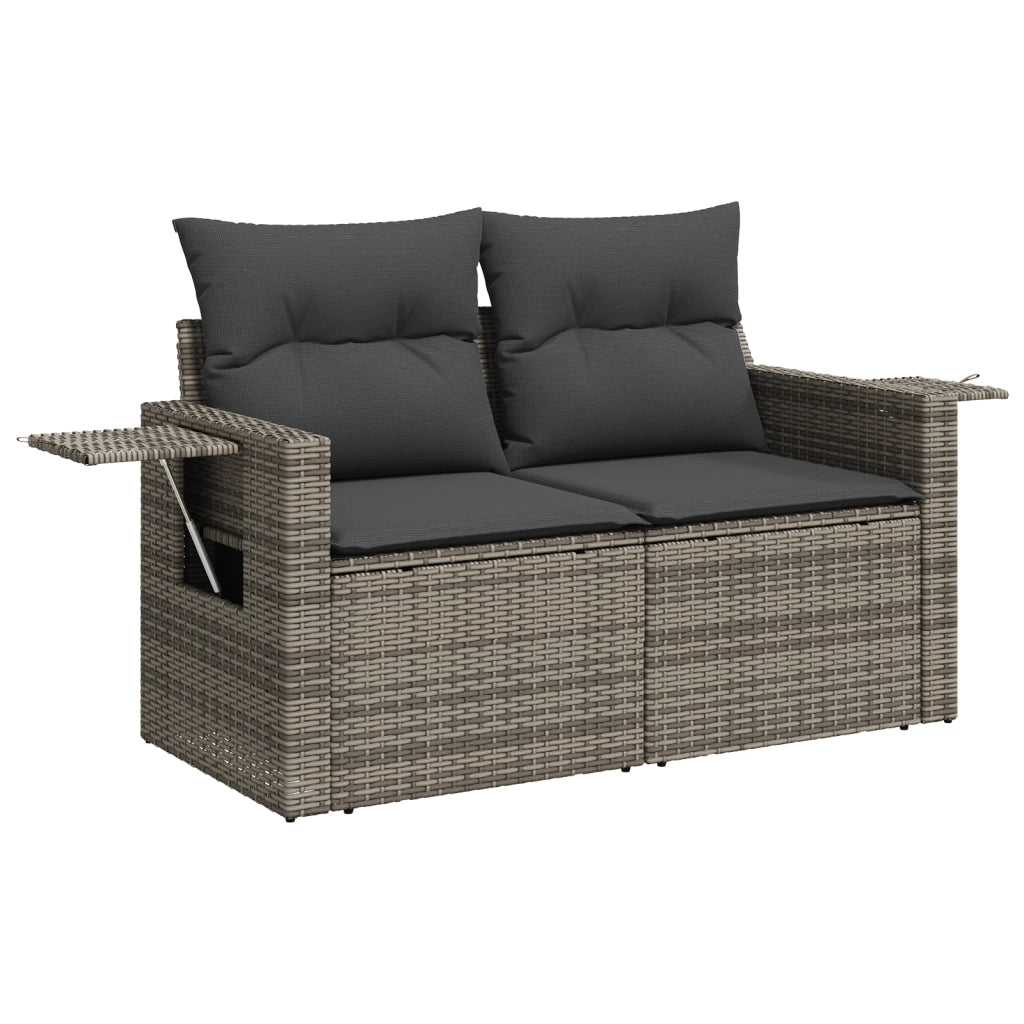 Set Divano Giardino  9 Pezzi con Cuscini Grigio Polyrattan Acacia