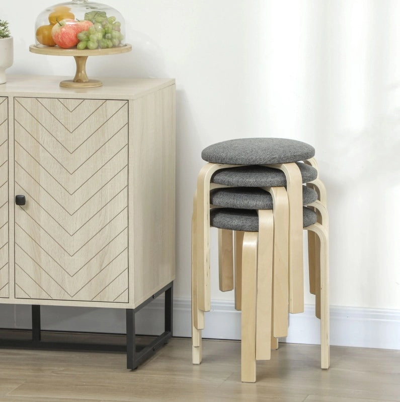 Set di 4 sgabelli impilabili grigi in legno