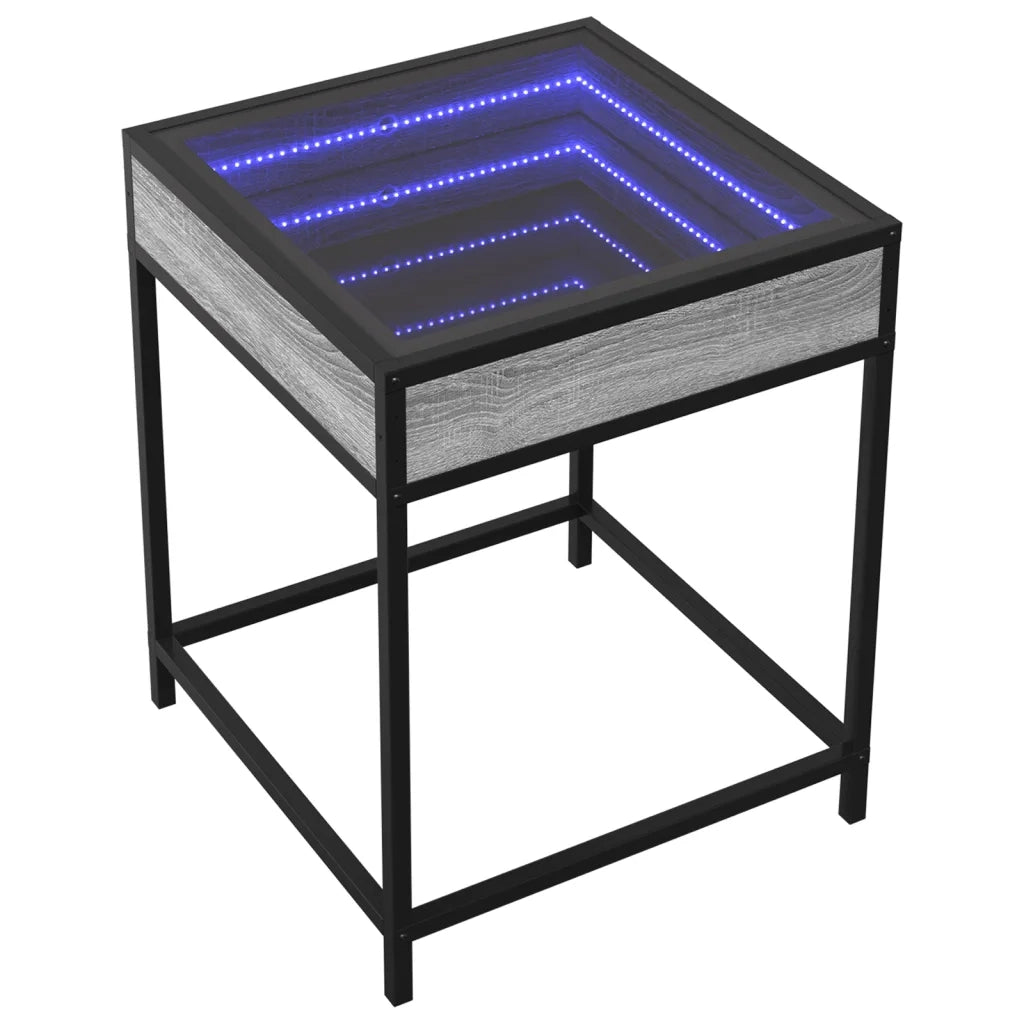 Comodino | Armadio da Notte | Mobiletto da notte con LED Infinity Grigio Sonoma 40x40x51 cm