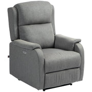 Poltrona Relax Reclinabile 150° con Poggiapiedi 77x91x106 cm in Tessuto Effetto Lino Grigio Scuro