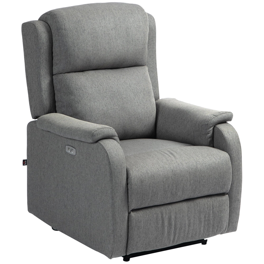 Poltrona Relax Reclinabile 150° con Poggiapiedi 77x91x106 cm in Tessuto Effetto Lino Grigio Scuro
