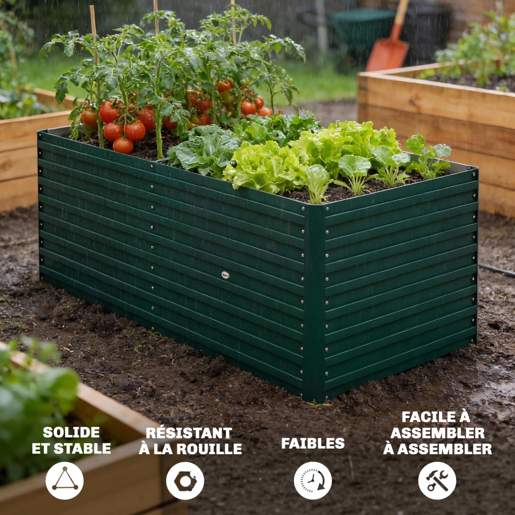 Fioriera Rialzata Rettangolare per Giardino ¨C Zephmum ¨C Verde 160x80x60cm