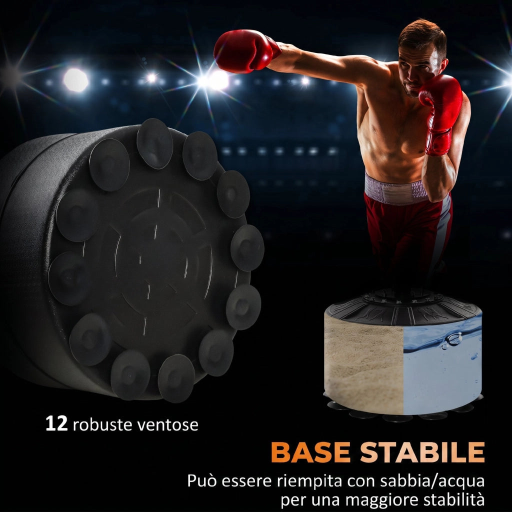 Sacco Boxe da Terra 4 in 1 con 2 Speedball Barra Girevole e Sacco Altezza Regolabile da 160-230 cm Rosso