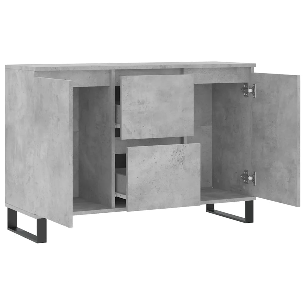 Credenza Grigio Cemento 101,5x35x70 cm in Legno Multistrato