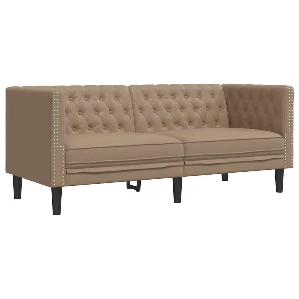 Divano Sedia-Poltrona Chesterfield a 2 Posti Cappuccino in Similpelle