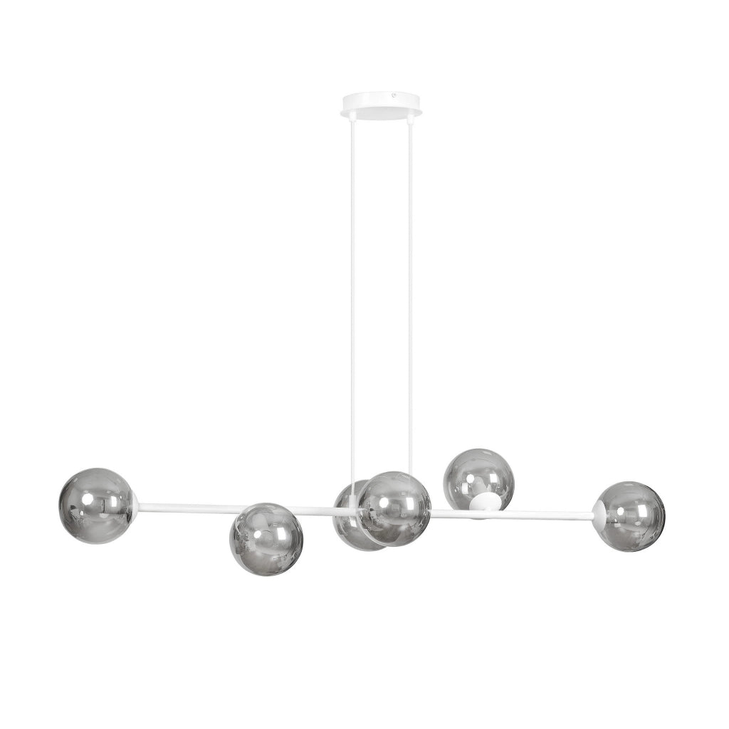 Emibig Rossi lampadario 6xE14 bianco vetro fumé 110cm