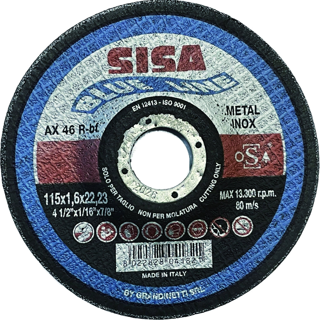 Sisa Mole DISCO ABRASIVO CENTRO DEPRESSO per Inox Ø mm. 115x1,0x22 25.00 pz