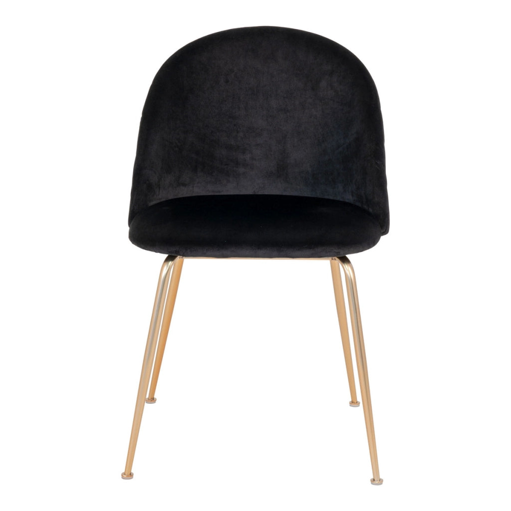 Set 2 sedie da pranzo Geneve in velluto nero con gambe effetto ottone