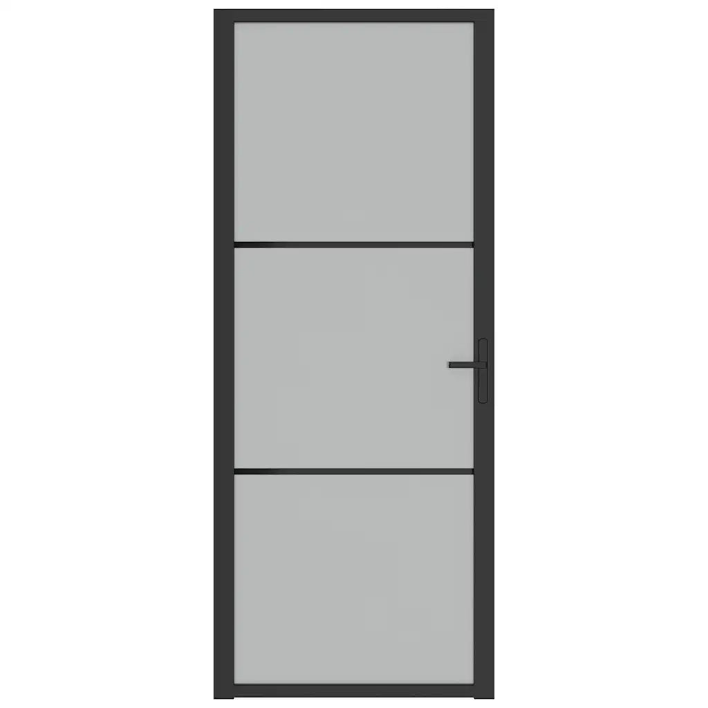 Porta Interna 83x201,5 cm Nero Opaco Vetro e Alluminiocod mxl 73268