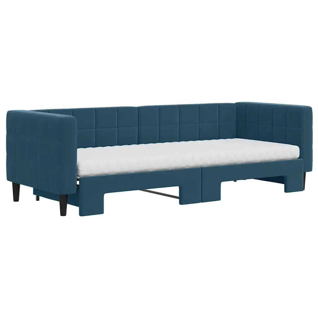 Divano Letto Estraibile con Materassi Blu 80x200 cm Velluto 3196707