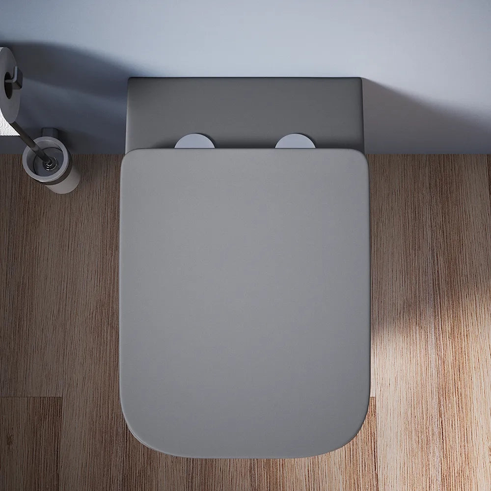 Vaso filomuro rimless in ceramica grigio opaco con sedile soft-close | Kyoto