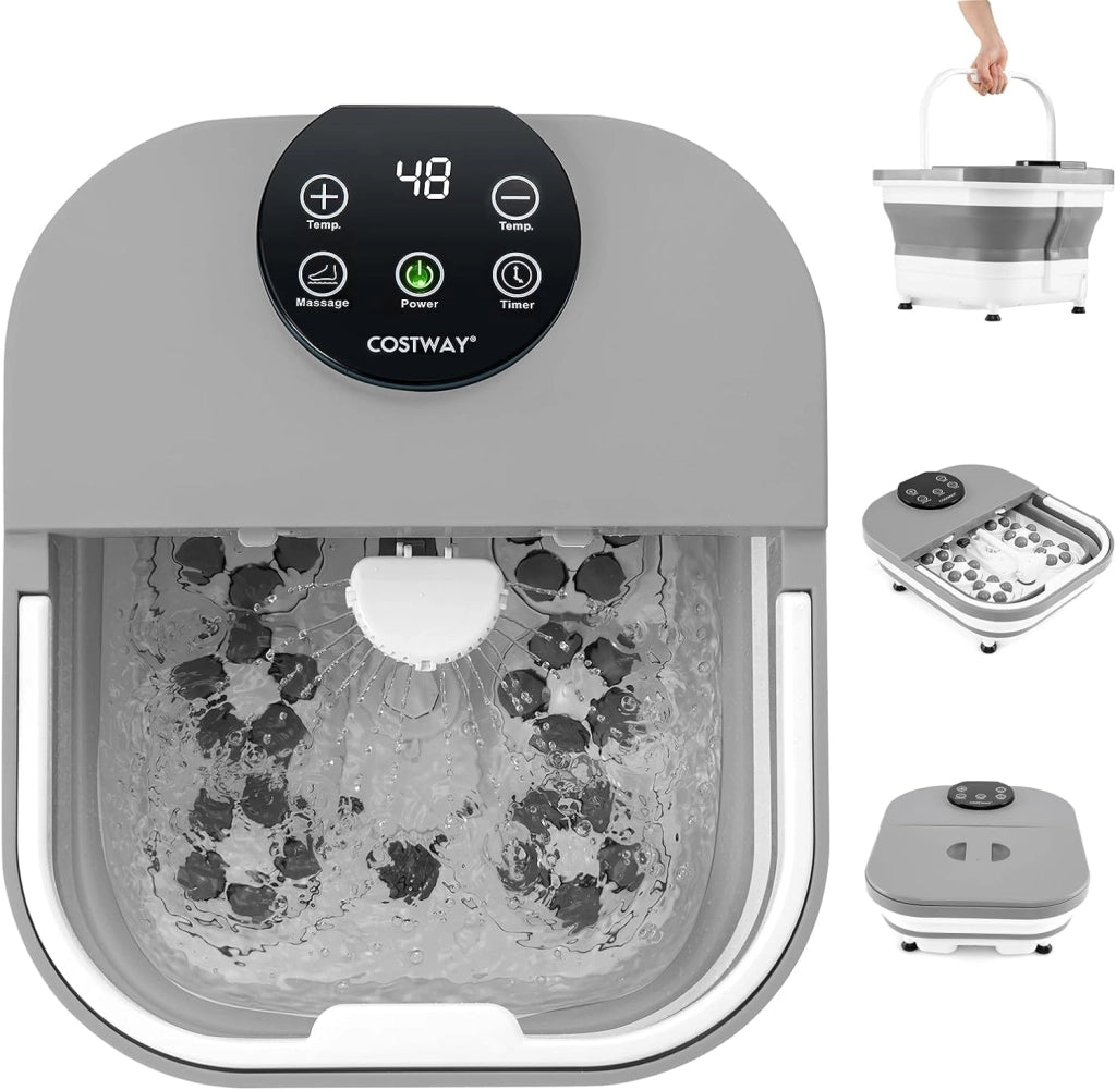 Massaggiatore Pieghevole per Pediluvio, Idromassaggiatore Plantare con Calore Doccia e Timer, Massaggianti Shiatsu Motorizzate, 35-48 ℃