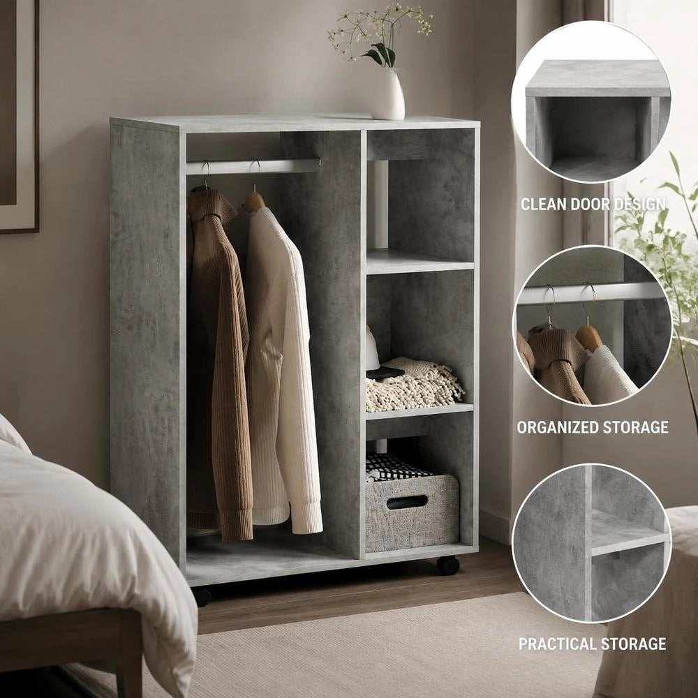 Wardrobe Concrete Grey 80x40x110 Cm Wood-based Material