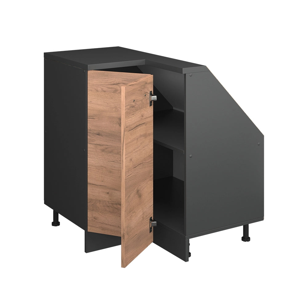 Mobile cucina angolare per sottotetto R-Line Rovere dorato/Antracite 75.6 cm con 1 porta Vicco