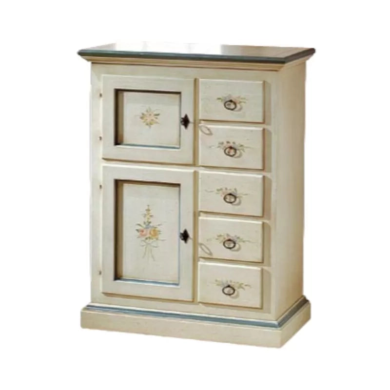 Credenza dispensa 2 porte 5 cassetti legno grezzo 75x40x100 (5000) - Mobili 2G