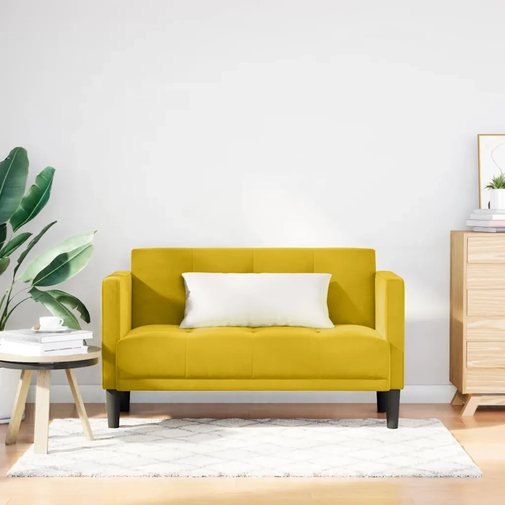 Divano | Divano da soggiorno | Sofa Divanetto Giallo 111 cm in Velluto