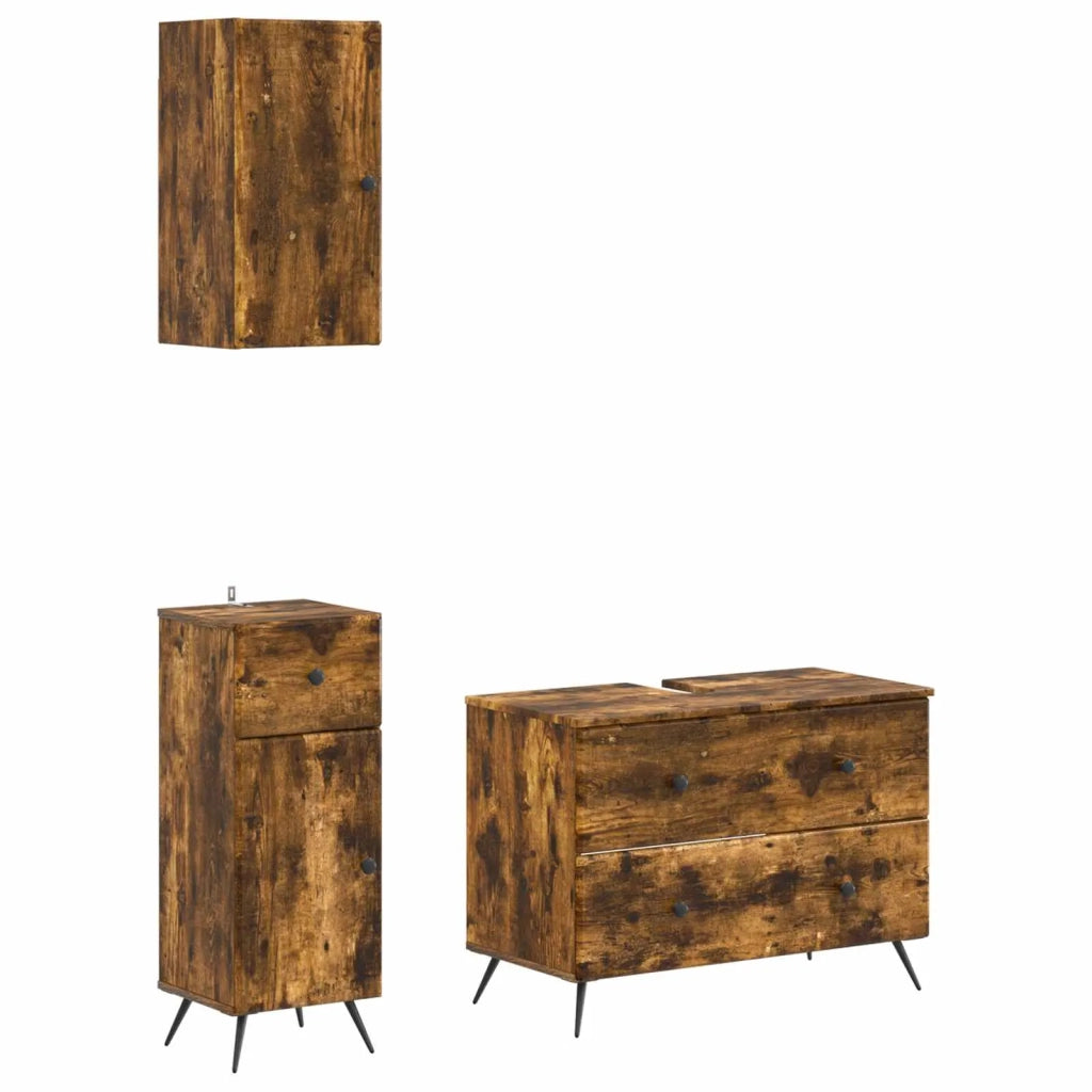 Set di armadietti da bagno in 3 pezzi BREDA Rovere Fumo 3417806