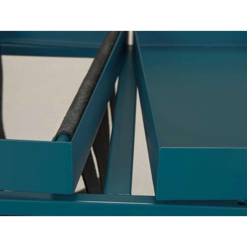 Tavolino Inter Link 35x35x40cm in metallo verniciato blu/nero con porta riviste in lana cotta
