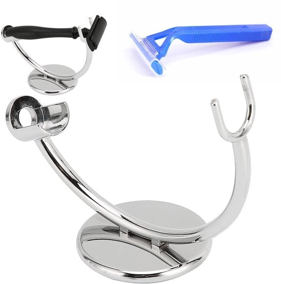 Standard per Scheerstand - Acciaio Inox - Curvo/Orizzontale - Piccola Dimensione - Adatto per Rasoi a Sicurezza - Sostenibile - Anticorrosivo - Sostegno per Rasoi