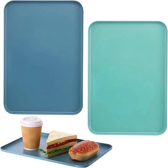 Set di Piatto in Plastica Rettilineo da 2 - Piatti per Cucina, Sala da Pranzo, Caffè e Hotel